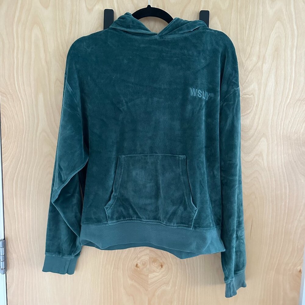 WSLY Eco Plush embroidered cotton-blend velour hoodie size S